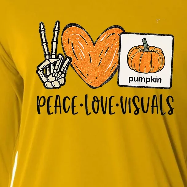 Peace Love Visuals Sped Teacher Pumpkin Skeleton Halloween Gift Cooling Performance Long Sleeve Crew