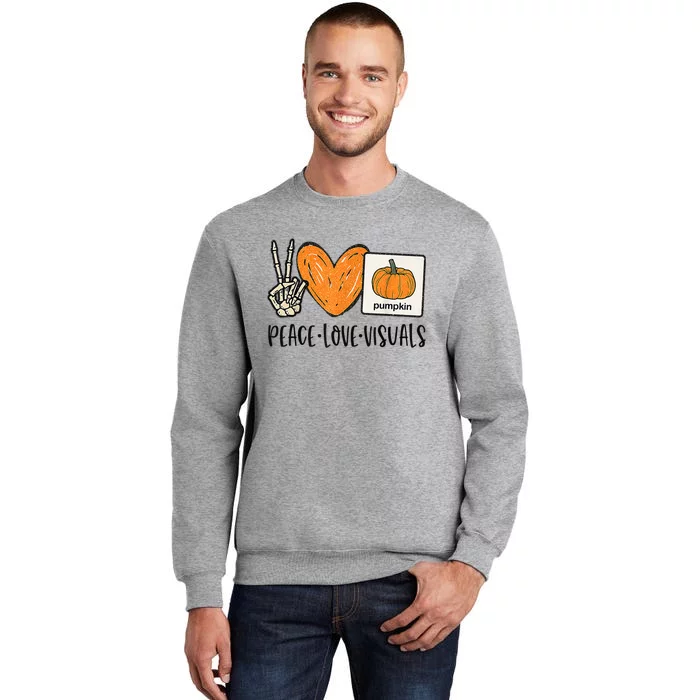 Peace Love Visuals Sped Teacher Pumpkin Skeleton Halloween Gift Tall Sweatshirt