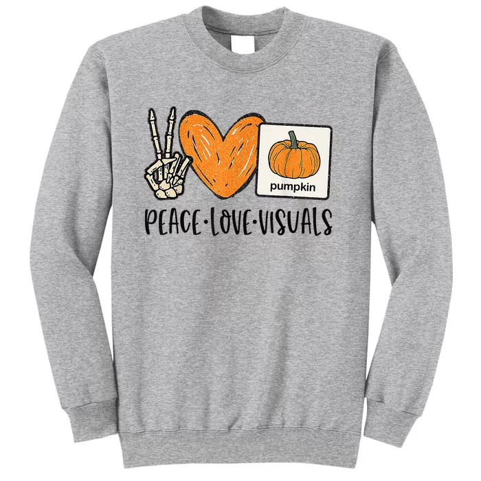 Peace Love Visuals Sped Teacher Pumpkin Skeleton Halloween Gift Tall Sweatshirt