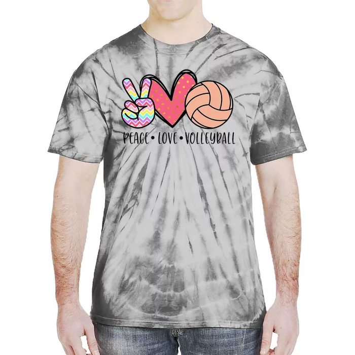 Peace Love Volleyball Cute Design Tie-Dye T-Shirt