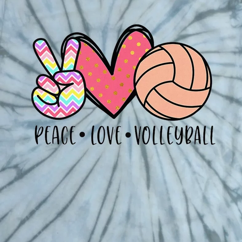 Peace Love Volleyball Cute Design Tie-Dye T-Shirt