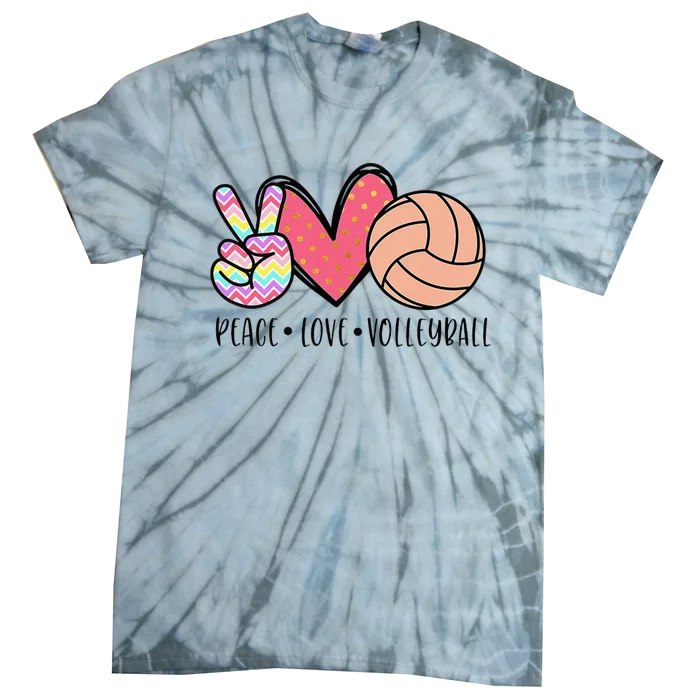 Peace Love Volleyball Cute Design Tie-Dye T-Shirt