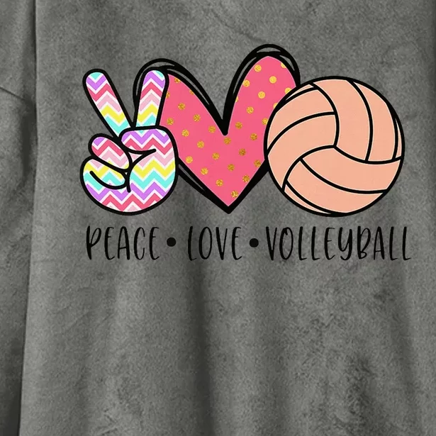 Peace Love Volleyball Cute Design Hooded Wearable Blanket