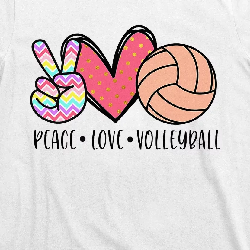 Peace Love Volleyball Cute Design T-Shirt