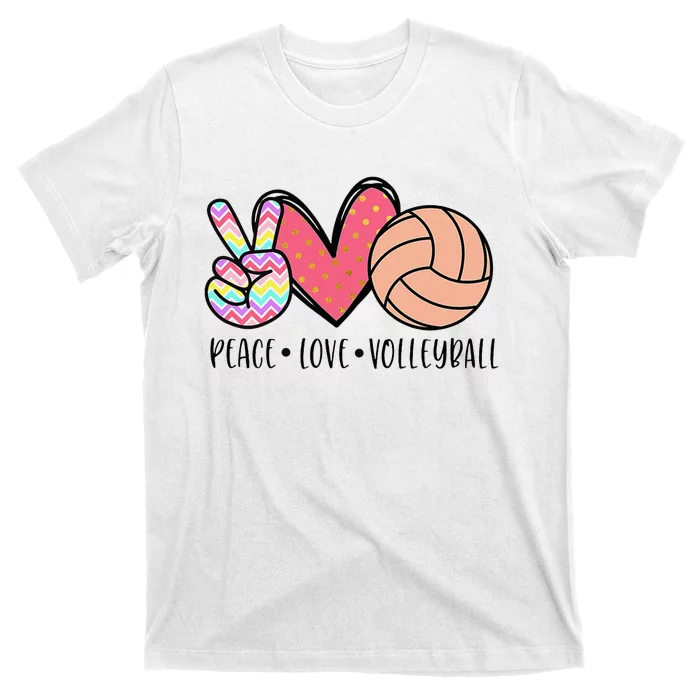 Peace Love Volleyball Cute Design T-Shirt