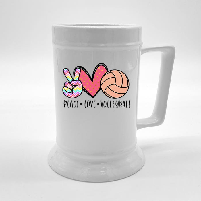 Peace Love Volleyball Cute Design Front & Back Beer Stein