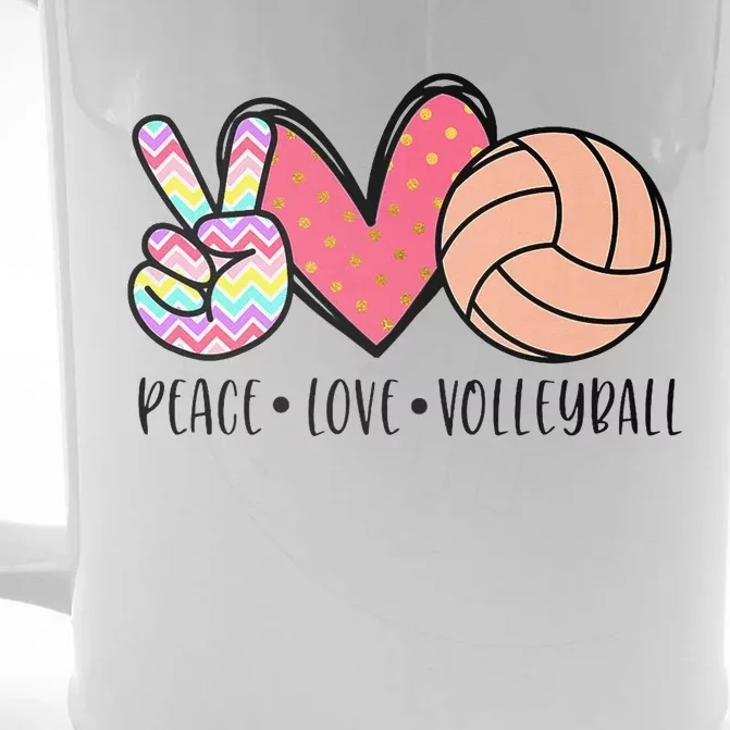 Peace Love Volleyball Cute Design Front & Back Beer Stein