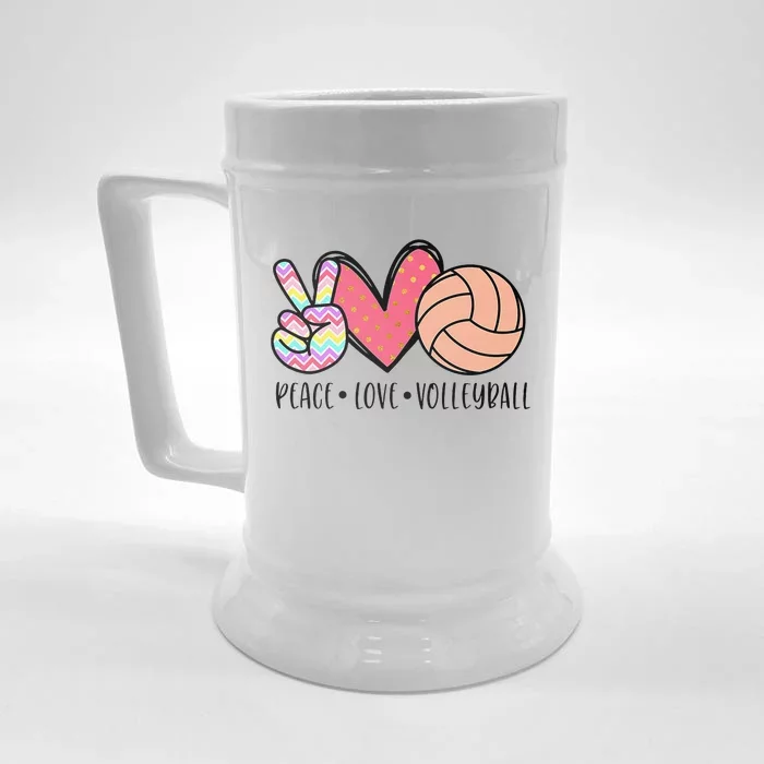 Peace Love Volleyball Cute Design Front & Back Beer Stein