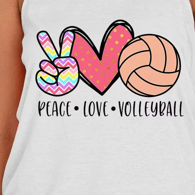 Peace Love Volleyball Cute Design Women's Knotted Racerback Tank