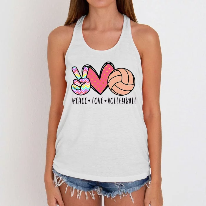 Peace Love Volleyball Cute Design Women's Knotted Racerback Tank