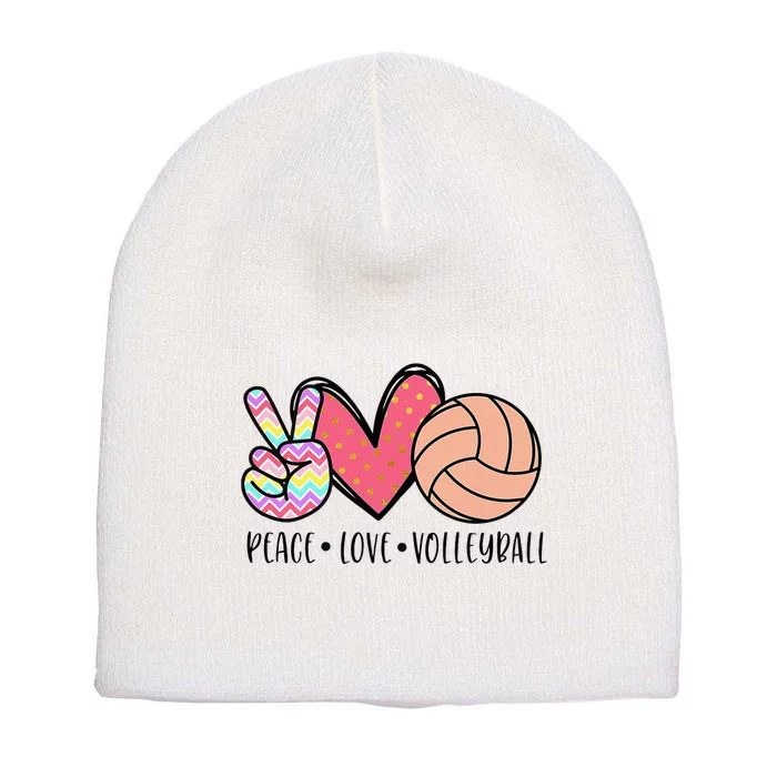 Peace Love Volleyball Cute Design Short Acrylic Beanie