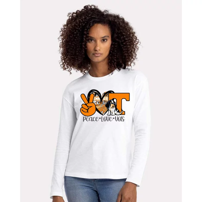 Peace Love Vols Womens Cotton Relaxed Long Sleeve T-Shirt