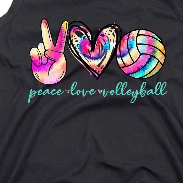 Peace Love Volleyball Player Tie Dye Style Women Teen Tank Top