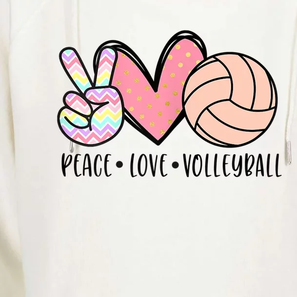 Peace Love Volleyball Cute Design For Women Teen Girls TShirt Womens Funnel Neck Pullover Hood