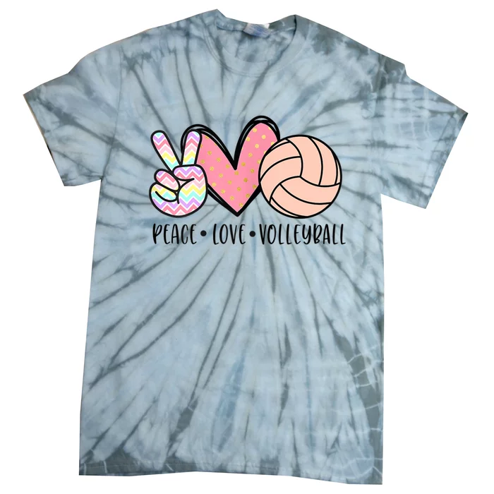 Peace Love Volleyball Cute Design For Women Teen Girls TShirt Tie-Dye T-Shirt