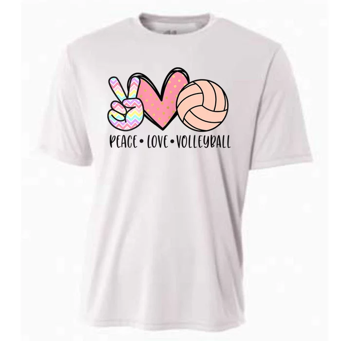 Peace Love Volleyball Cute Design For Women Teen Girls TShirt Cooling Performance Crew T-Shirt