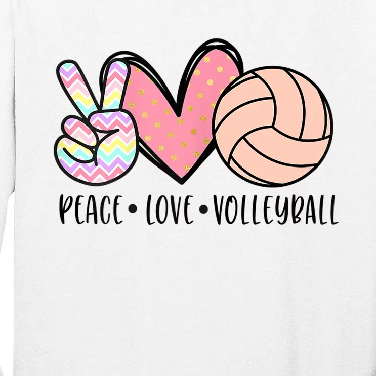 Peace Love Volleyball Cute Design For Women Teen Girls TShirt Long Sleeve Shirt