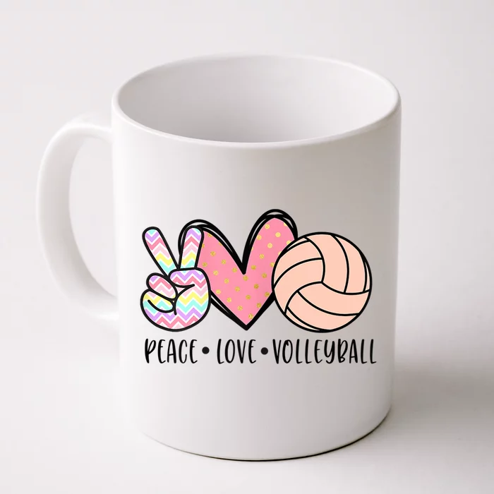 Peace Love Volleyball Cute Design For Women Teen Girls TShirt Front & Back Coffee Mug