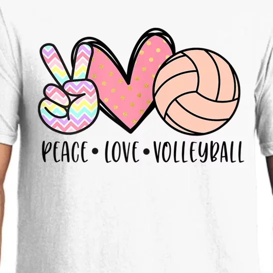 Peace Love Volleyball Cute Design For Women Teen Girls TShirt Pajama Set