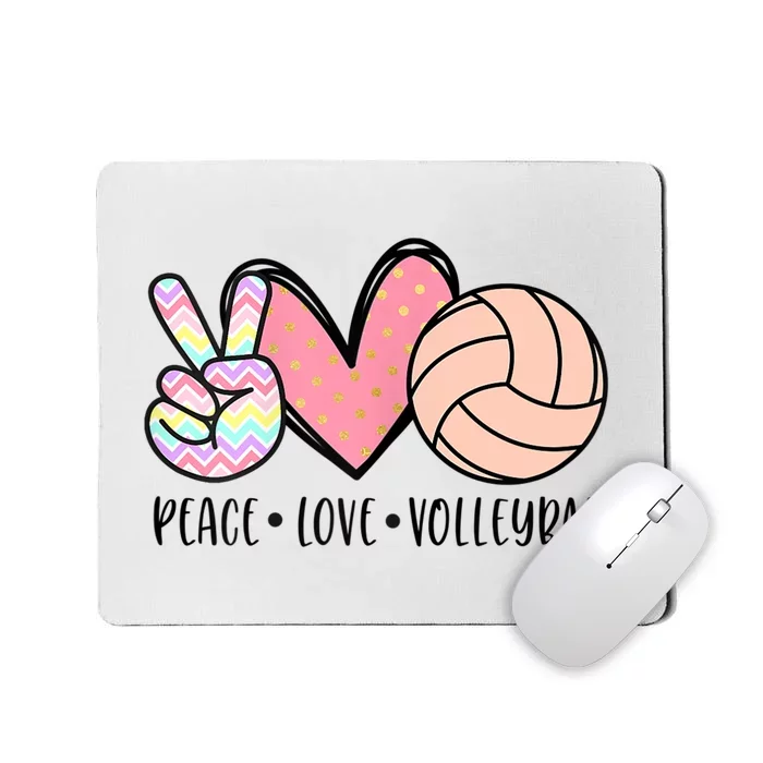 Peace Love Volleyball Cute Design For Women Teen Girls TShirt Mousepad