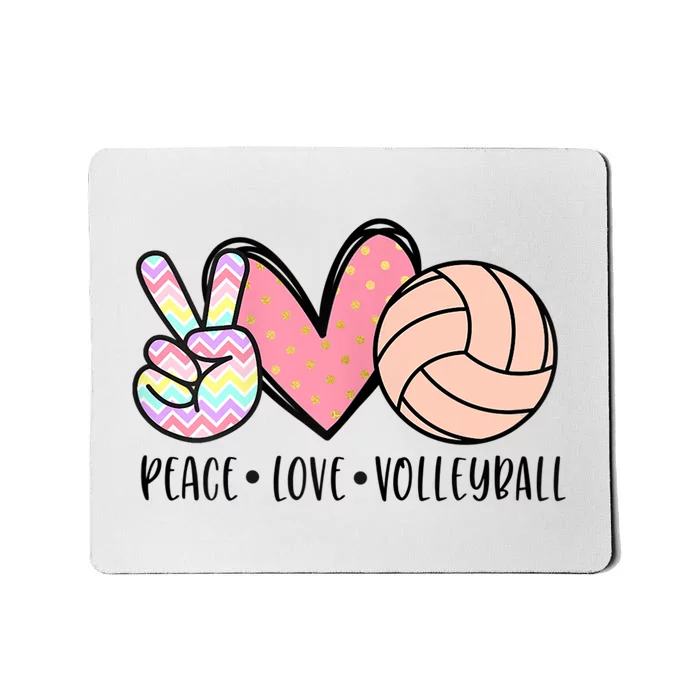 Peace Love Volleyball Cute Design For Women Teen Girls TShirt Mousepad