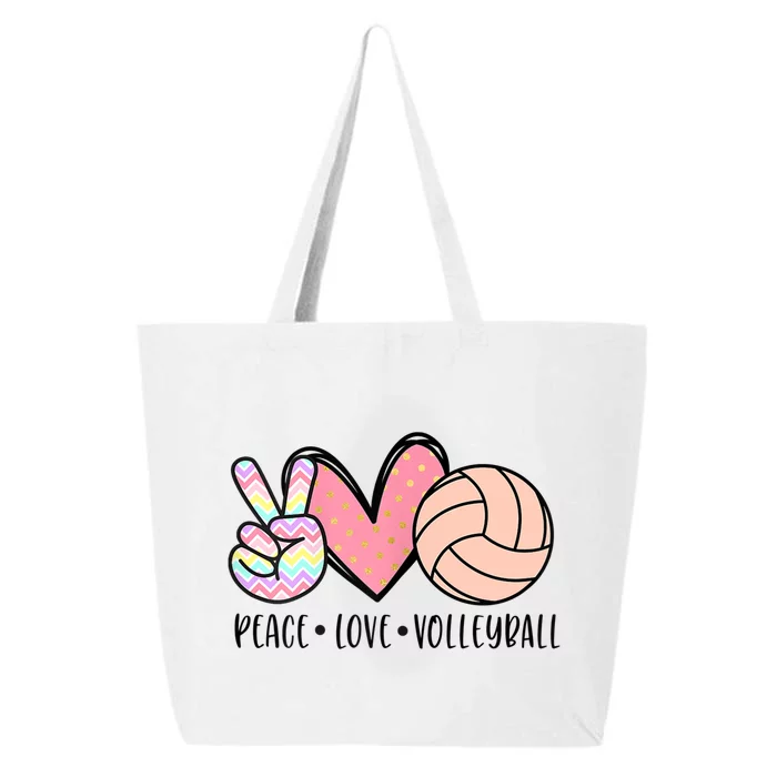 Peace Love Volleyball Cute Design For Women Teen Girls TShirt 25L Jumbo Tote