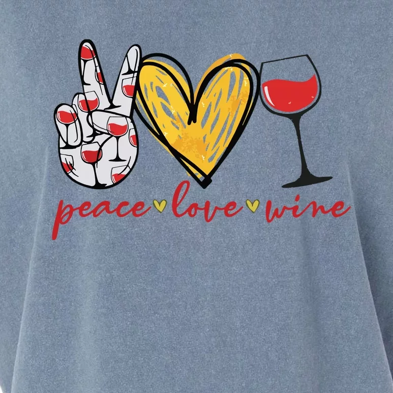 Peace Love Wine Funny Wine Lover Drinking Team Oktoberfest Garment-Dyed Women's Muscle Tee