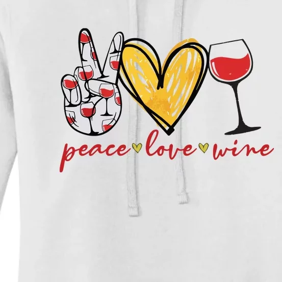 Peace Love Wine Funny Wine Lover Drinking Team Oktoberfest Women's Pullover Hoodie