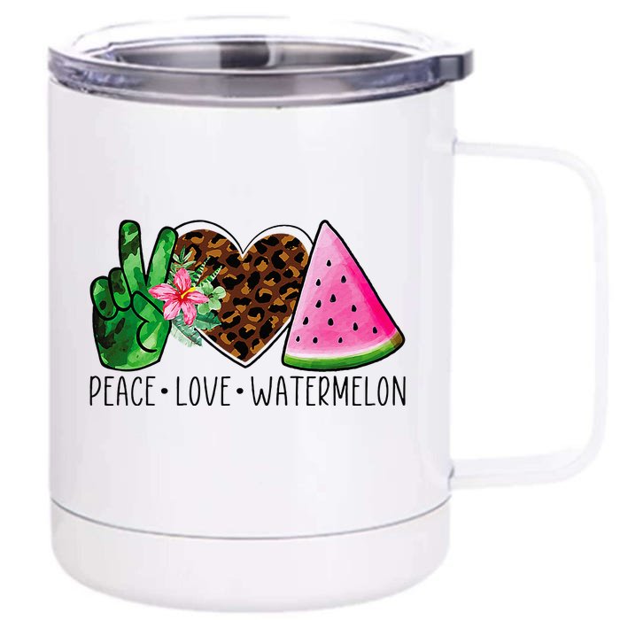 Peace Love Watermelon Summer Front & Back 12oz Stainless Steel Tumbler Cup