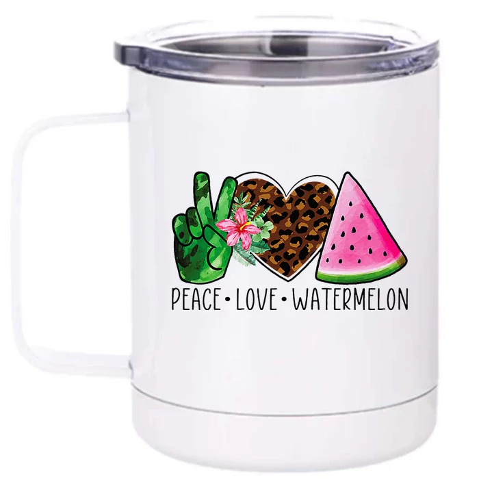 Peace Love Watermelon Summer Front & Back 12oz Stainless Steel Tumbler Cup