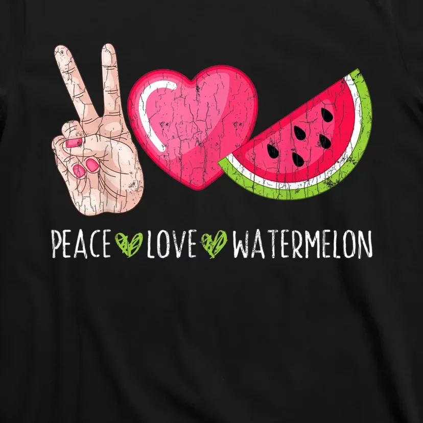 Peace Love Watermelon Funny Summer Fruit Lover Graphic T-Shirt