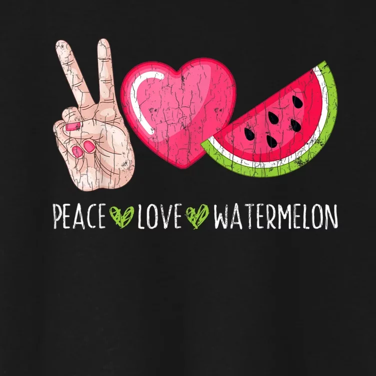 Peace Love Watermelon Funny Summer Fruit Lover Graphic Women's Crop Top Tee