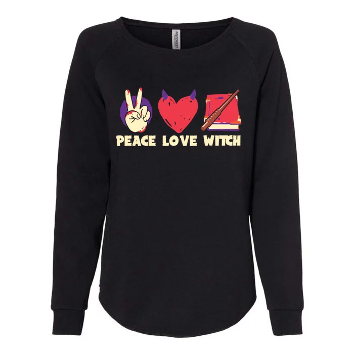 Peace Love Witch Halloween Costume Gift Womens California Wash Sweatshirt