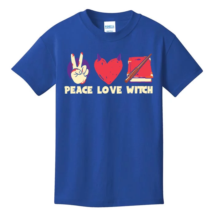 Peace Love Witch Halloween Costume Gift Kids T-Shirt