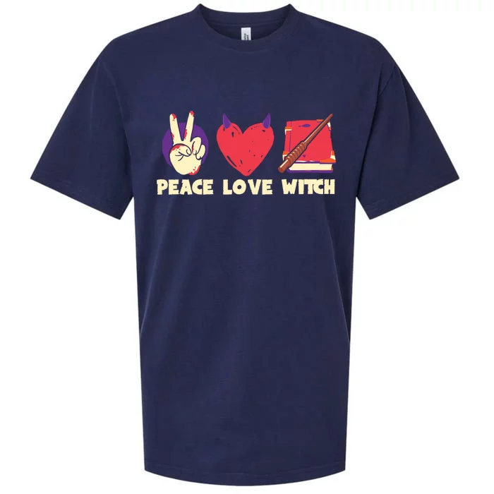 Peace Love Witch Halloween Costume Gift Sueded Cloud Jersey T-Shirt