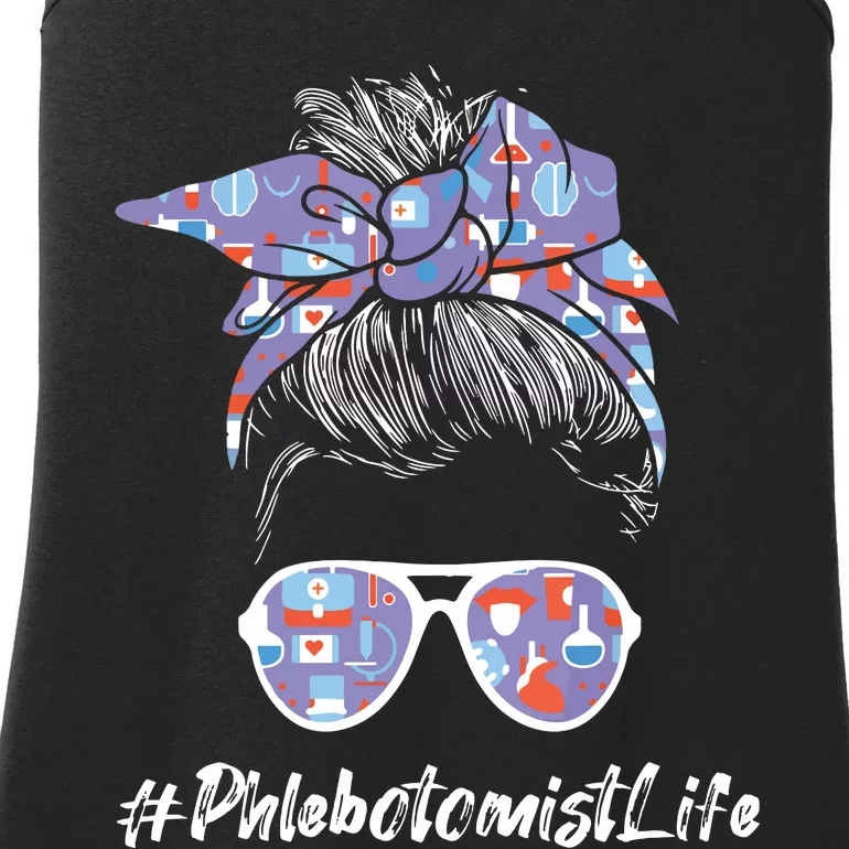 Phlebotomist Life Woman Messy Hair Phlebotomy Technician Ladies Essential Tank