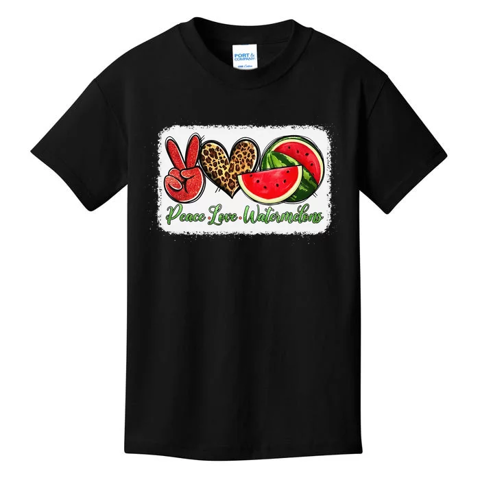 Peace Love Watermelon Leopard Peace Love Watermelon Kids T-Shirt