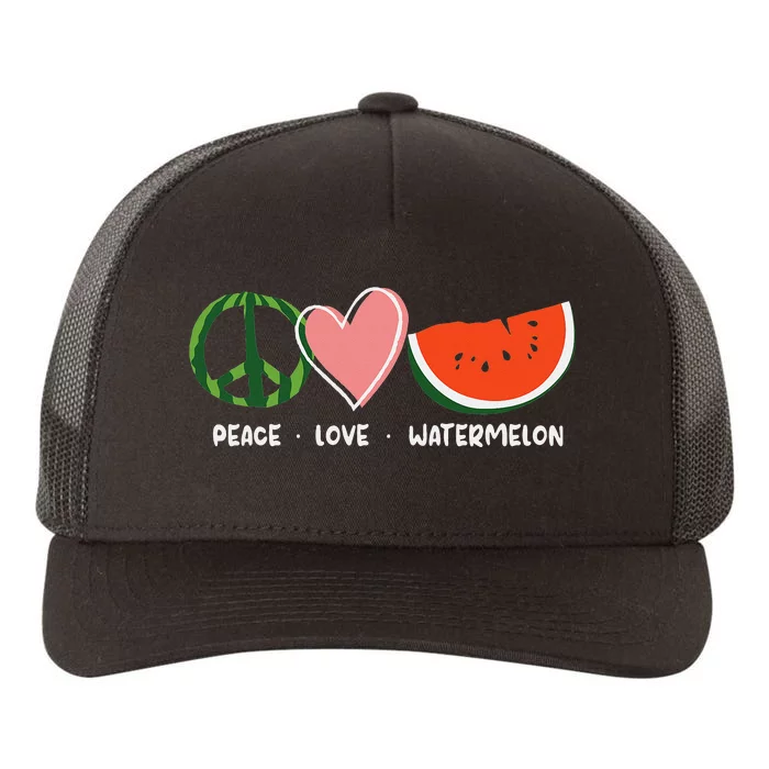 Peace Love Watermelon Happy Watermelon Day Yupoong Adult 5-Panel Trucker Hat