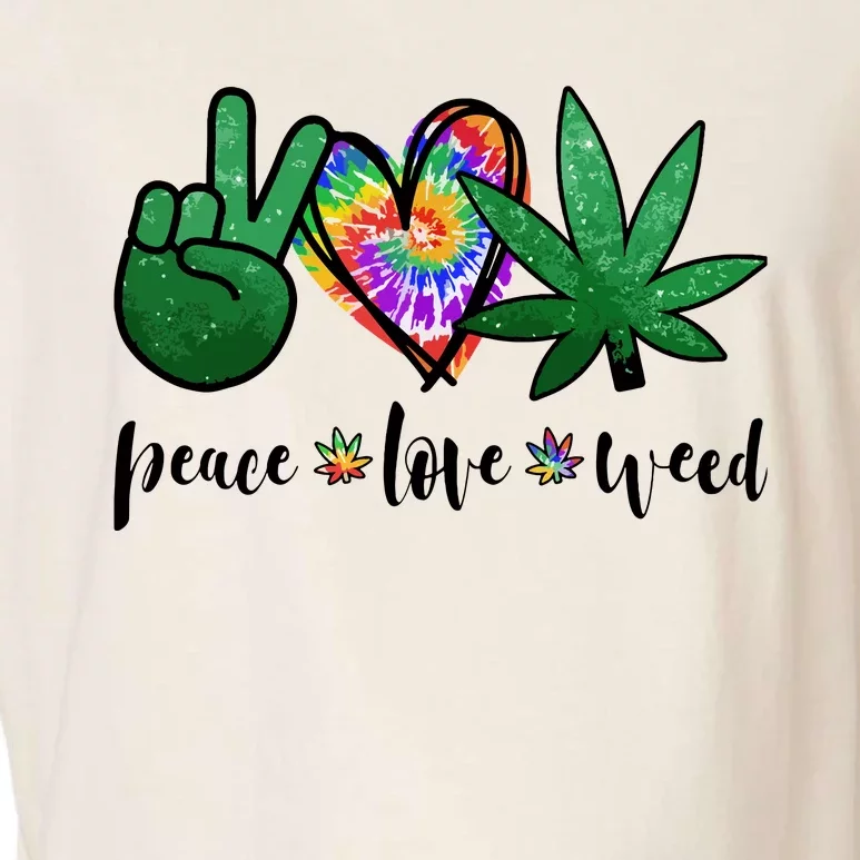 Peace Love Weed Marijuana Hippie Weed Cannabis 420 Stoner Garment-Dyed Women's Muscle Tee