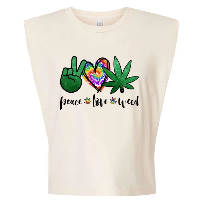 Peace Love Weed Marijuana Hippie Weed Cannabis 420 Stoner Garment-Dyed Women's Muscle Tee