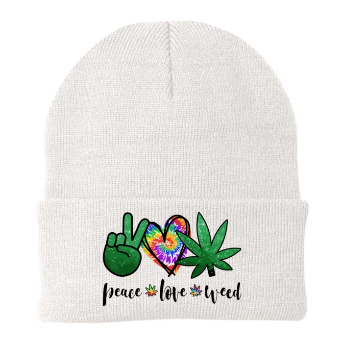 Peace Love Weed Marijuana Hippie Weed Cannabis 420 Stoner Knit Cap Winter Beanie