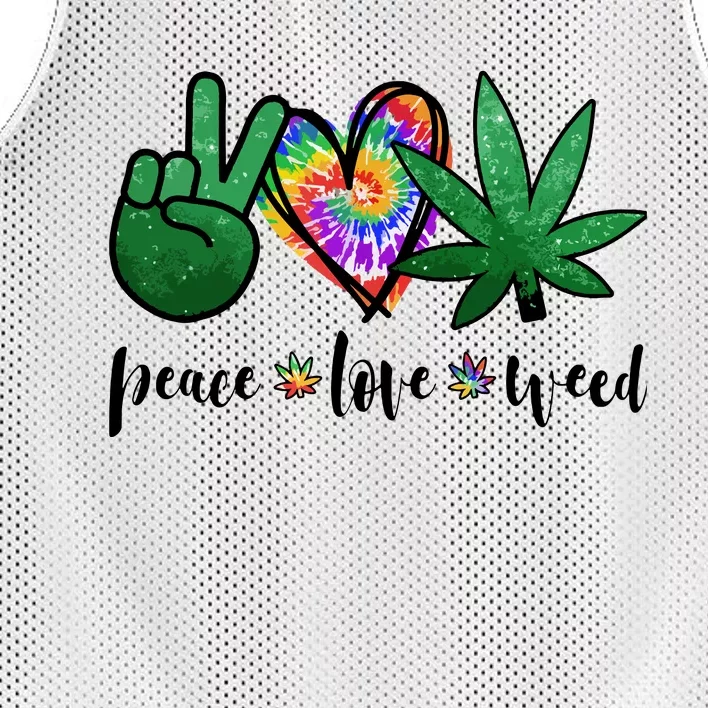 Peace Love Weed Marijuana Hippie Weed Cannabis 420 Stoner Mesh Reversible Basketball Jersey Tank