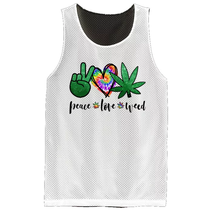 Peace Love Weed Marijuana Hippie Weed Cannabis 420 Stoner Mesh Reversible Basketball Jersey Tank