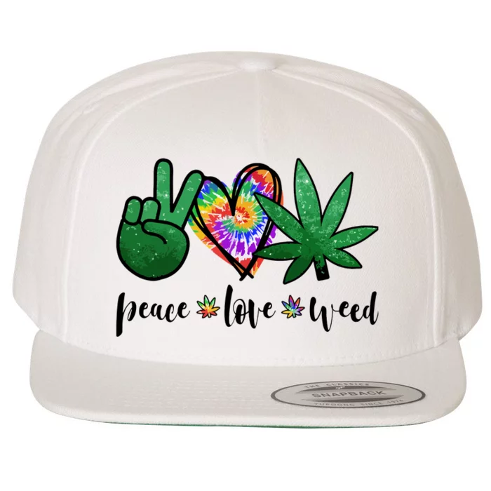 Peace Love Weed Marijuana Hippie Weed Cannabis 420 Stoner Wool Snapback Cap