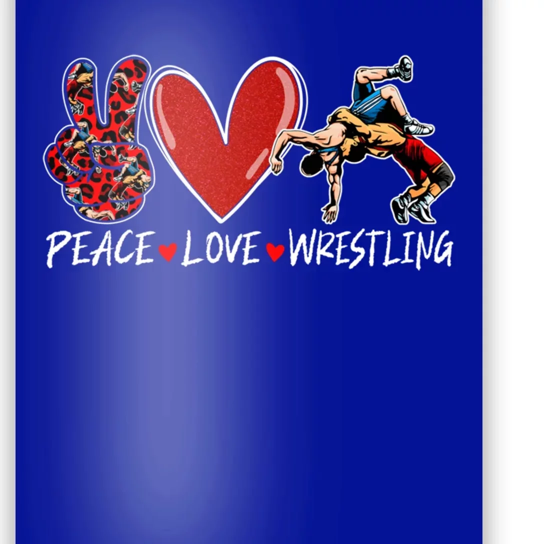 Peace Love Wrestling Game Day Outfit Leopard Mothers Day Great Gift Poster