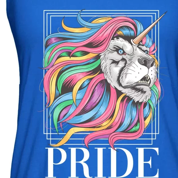 Pride Lion With Rainbow Hair Gift Ladies Essential Flowy Tank