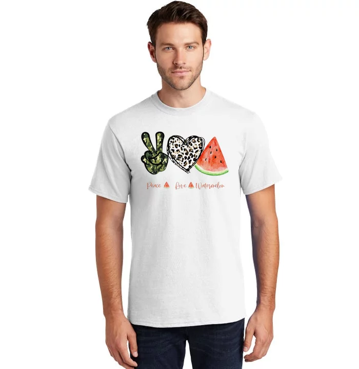 Peace Love Watermelon Happy Watermelon Day Fruit Melon Lover Tall T-Shirt