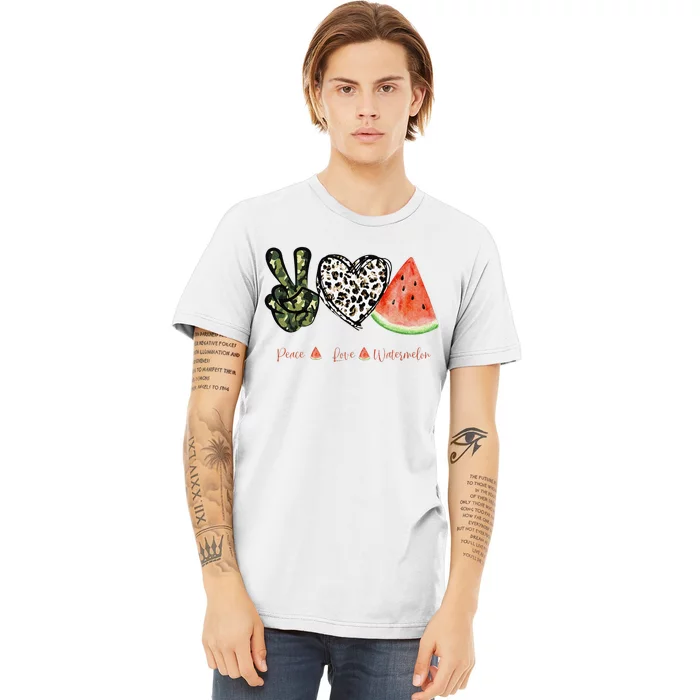 Peace Love Watermelon Happy Watermelon Day Fruit Melon Lover Premium T-Shirt