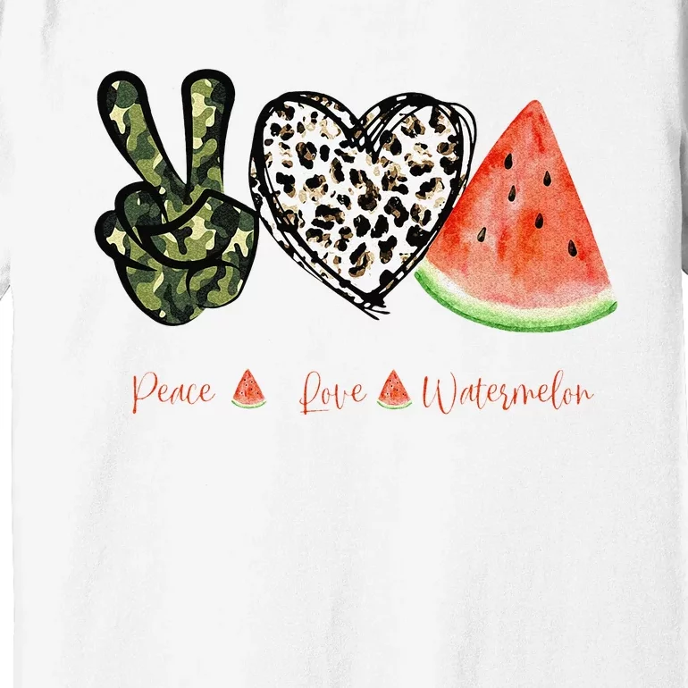 Peace Love Watermelon Happy Watermelon Day Fruit Melon Lover Premium T-Shirt