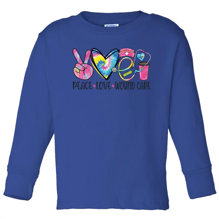 Peace Love Wound Care Nurse Nursing Heart Stethoscope Cool Gift Toddler Long Sleeve Shirt